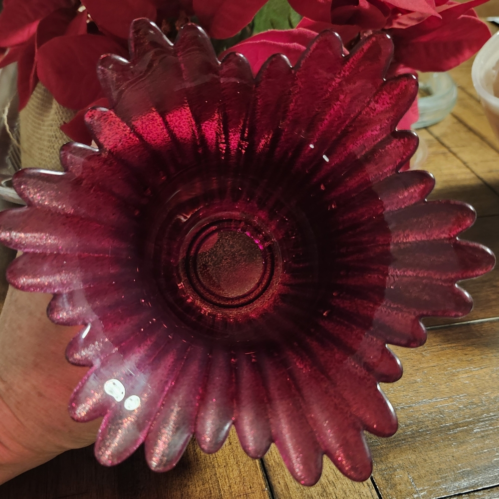 Elegant Red Glass Candle Holder - Picture 2 of 5